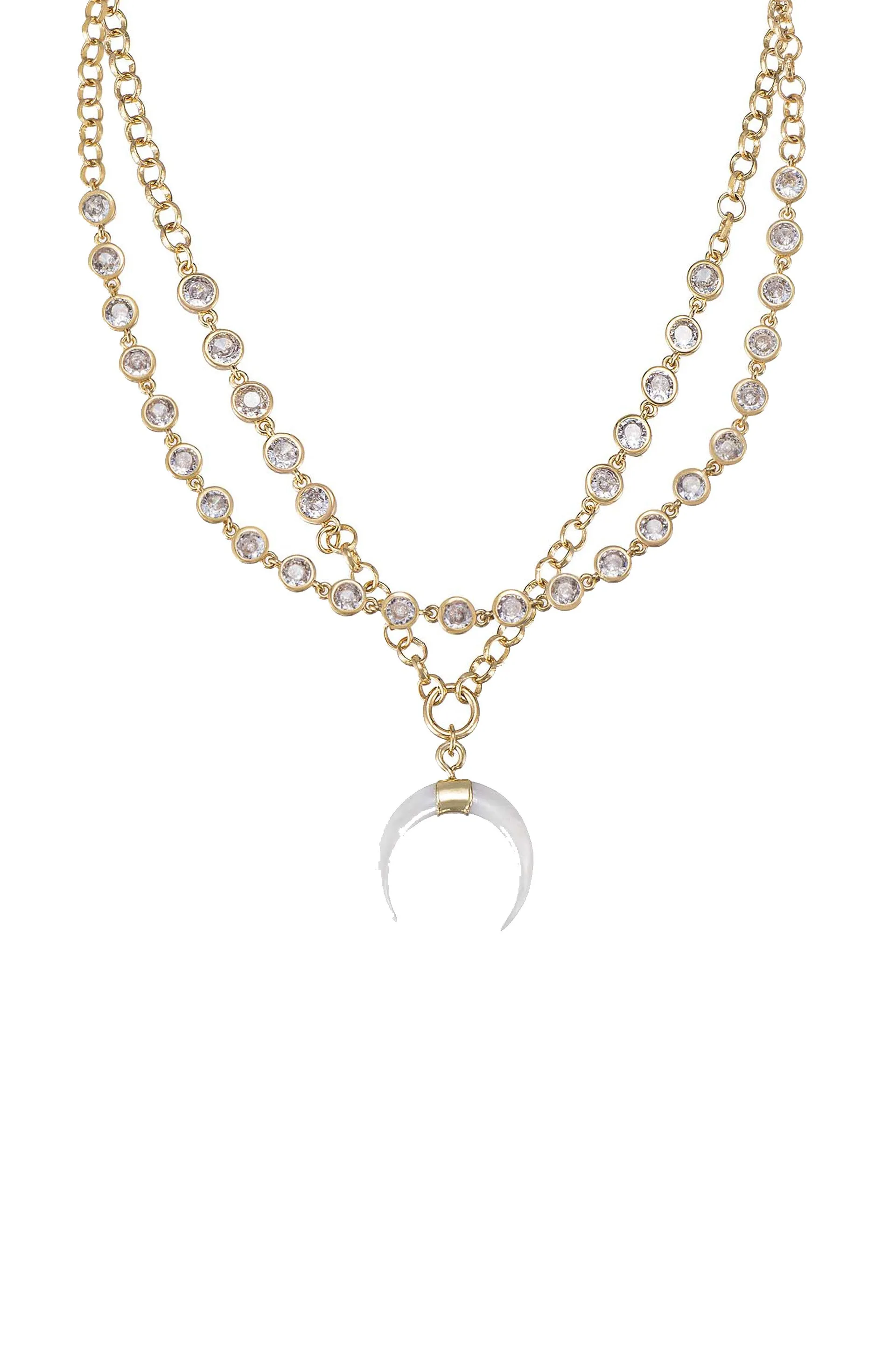 Crystal Dotted Horn Pendant Necklace Set