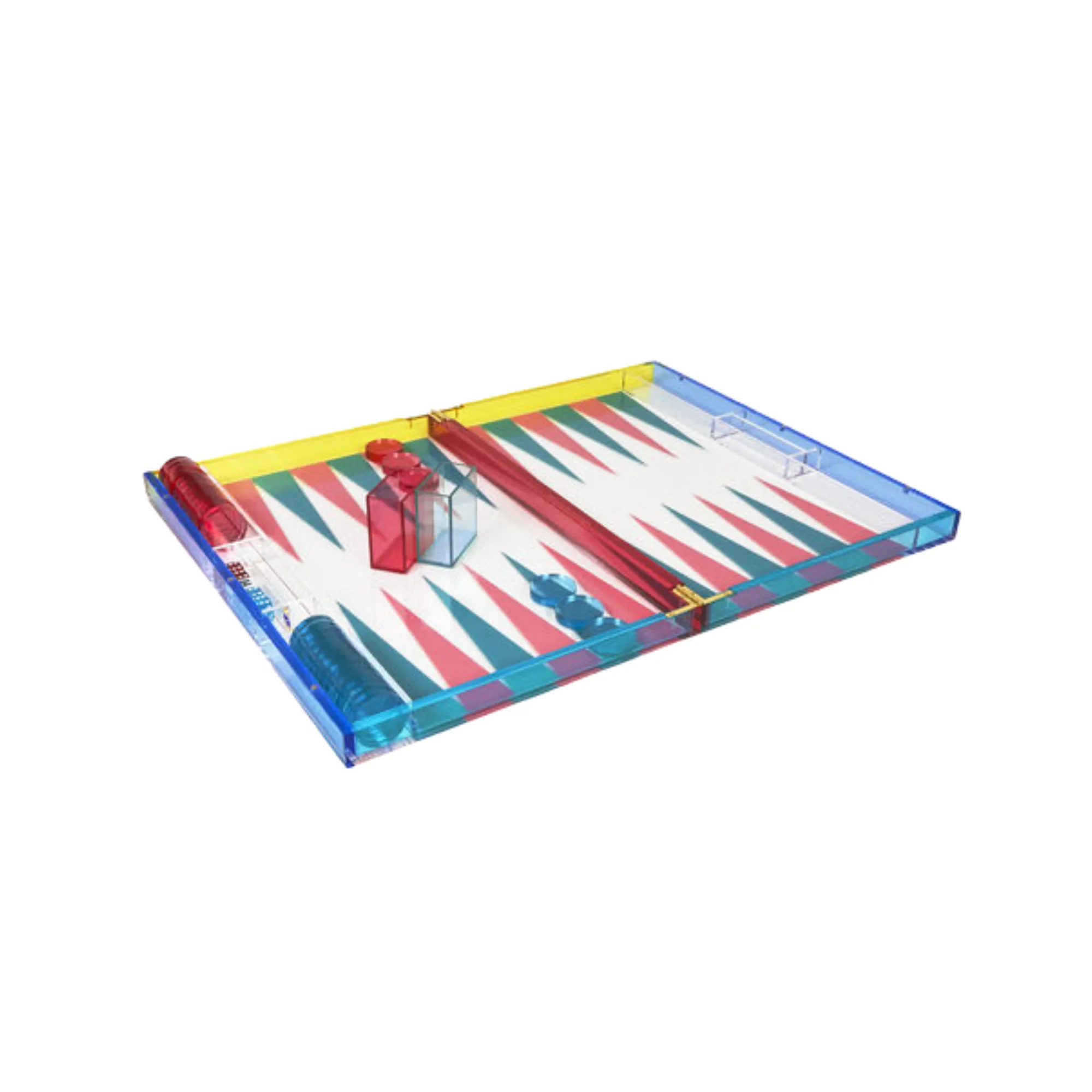 Deluxe Lucite Backgammon - Acrylic Pink & Turquoise