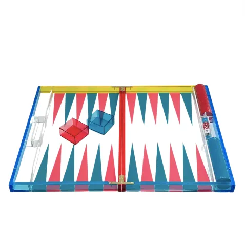 Deluxe Lucite Backgammon - Acrylic Pink & Turquoise