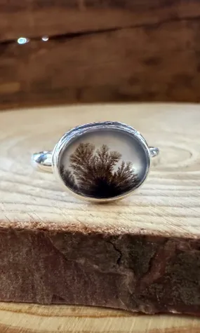 DENDRITIC AGATE and Silver Ring Size 8