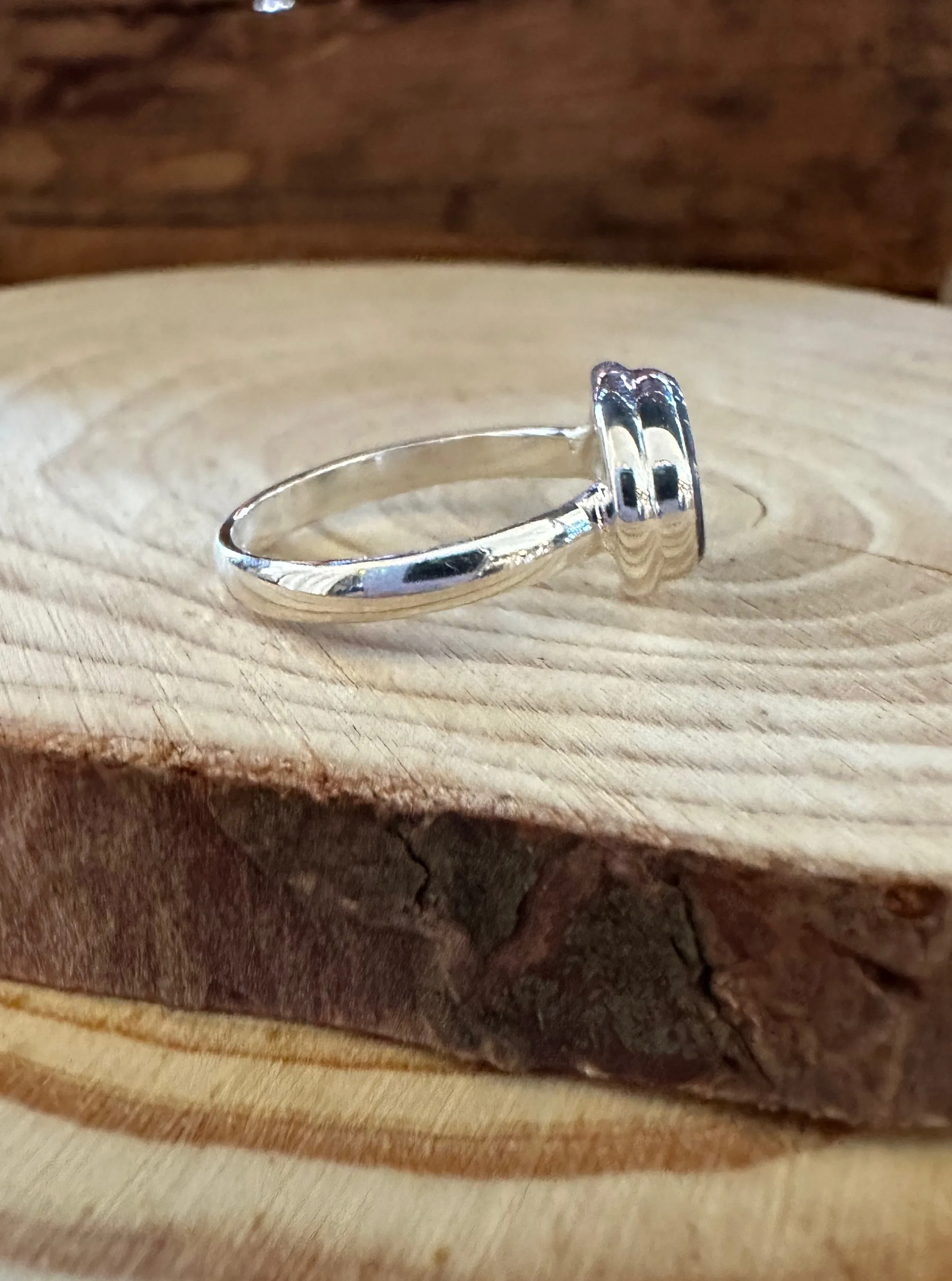 DENDRITIC AGATE and Silver Ring Size 8