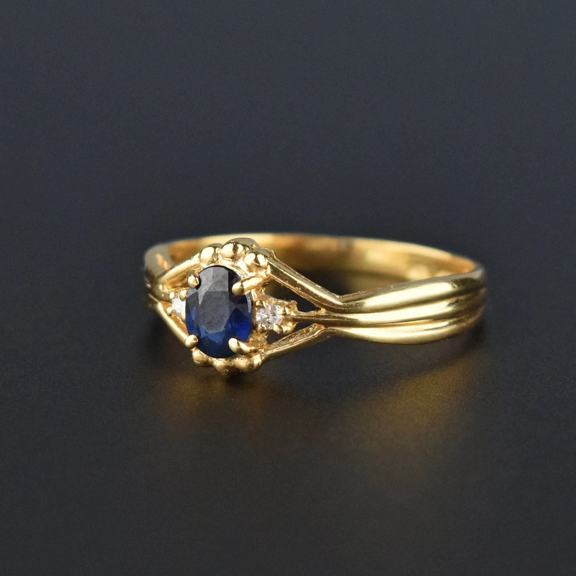 Diamond 1/3 CTW Natural Sapphire 14K Gold Ring