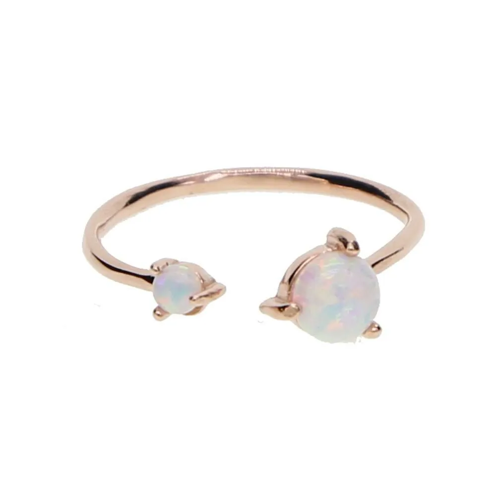 Double Opal Stone Fashion Ring - 100% 925 Sterling Silver