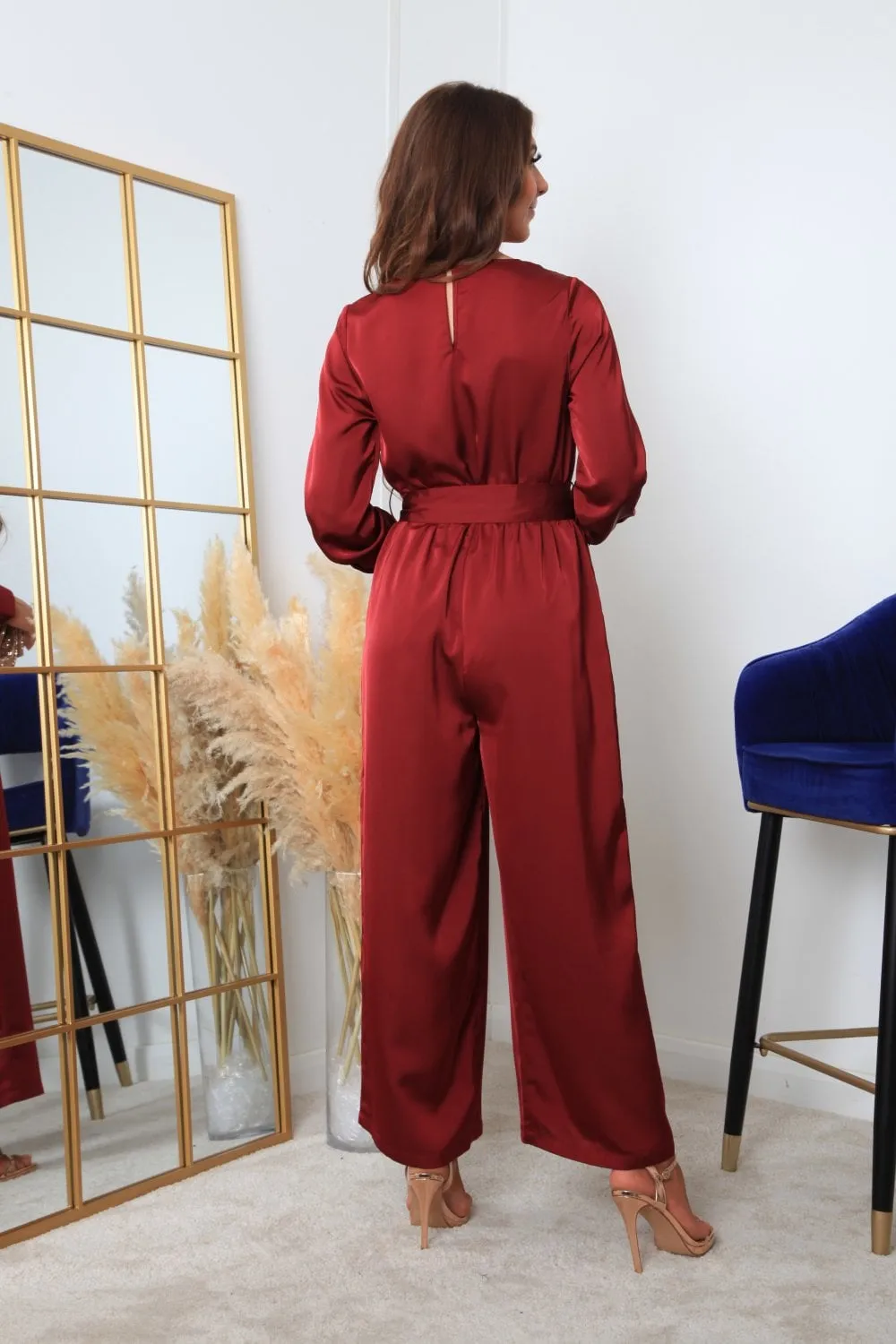 Double Second Lux Satin Wrap Jumpsuit