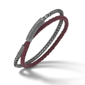 Double Wrap Metal-Leather Woven Bracelet