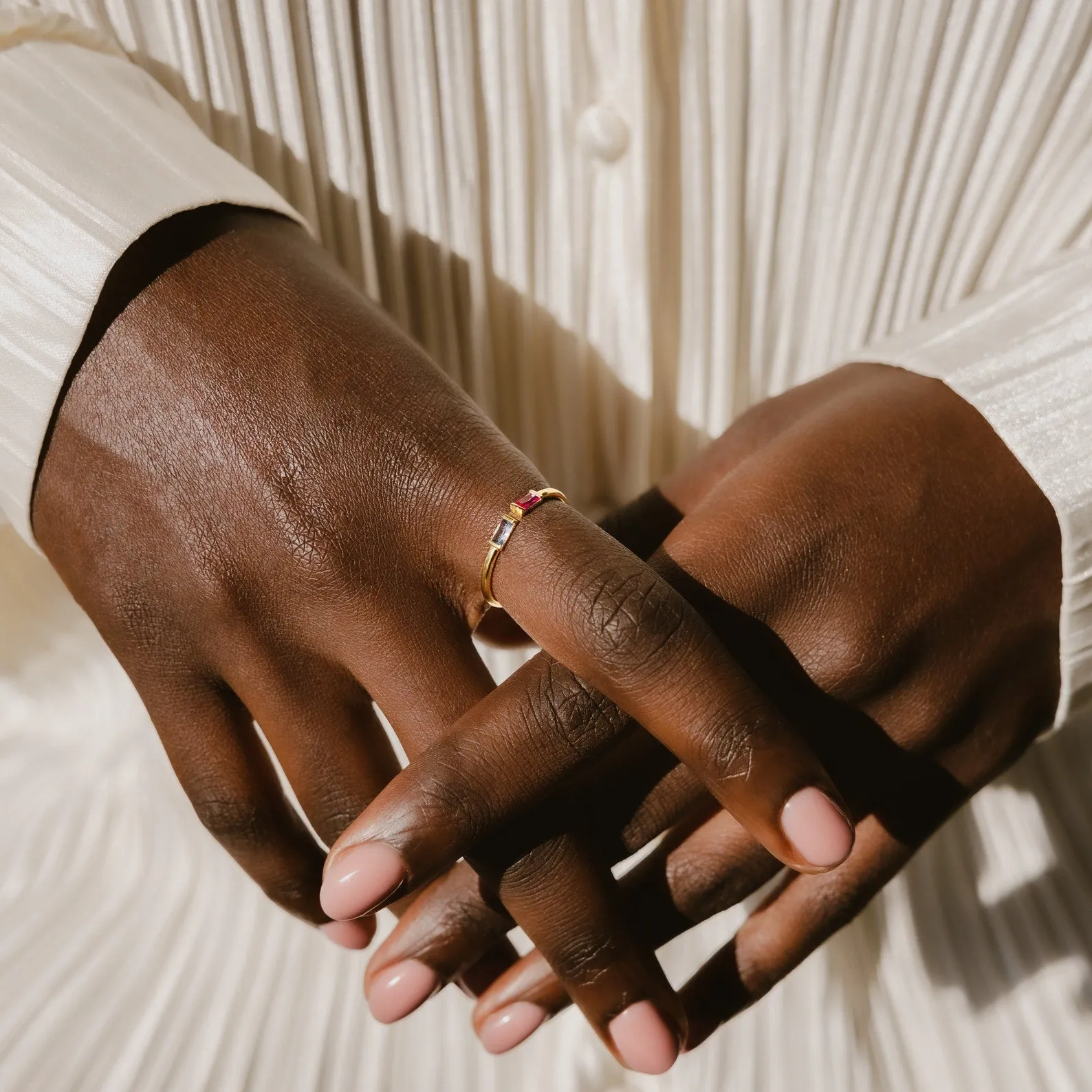 Duo Baguette Birthstone Ring