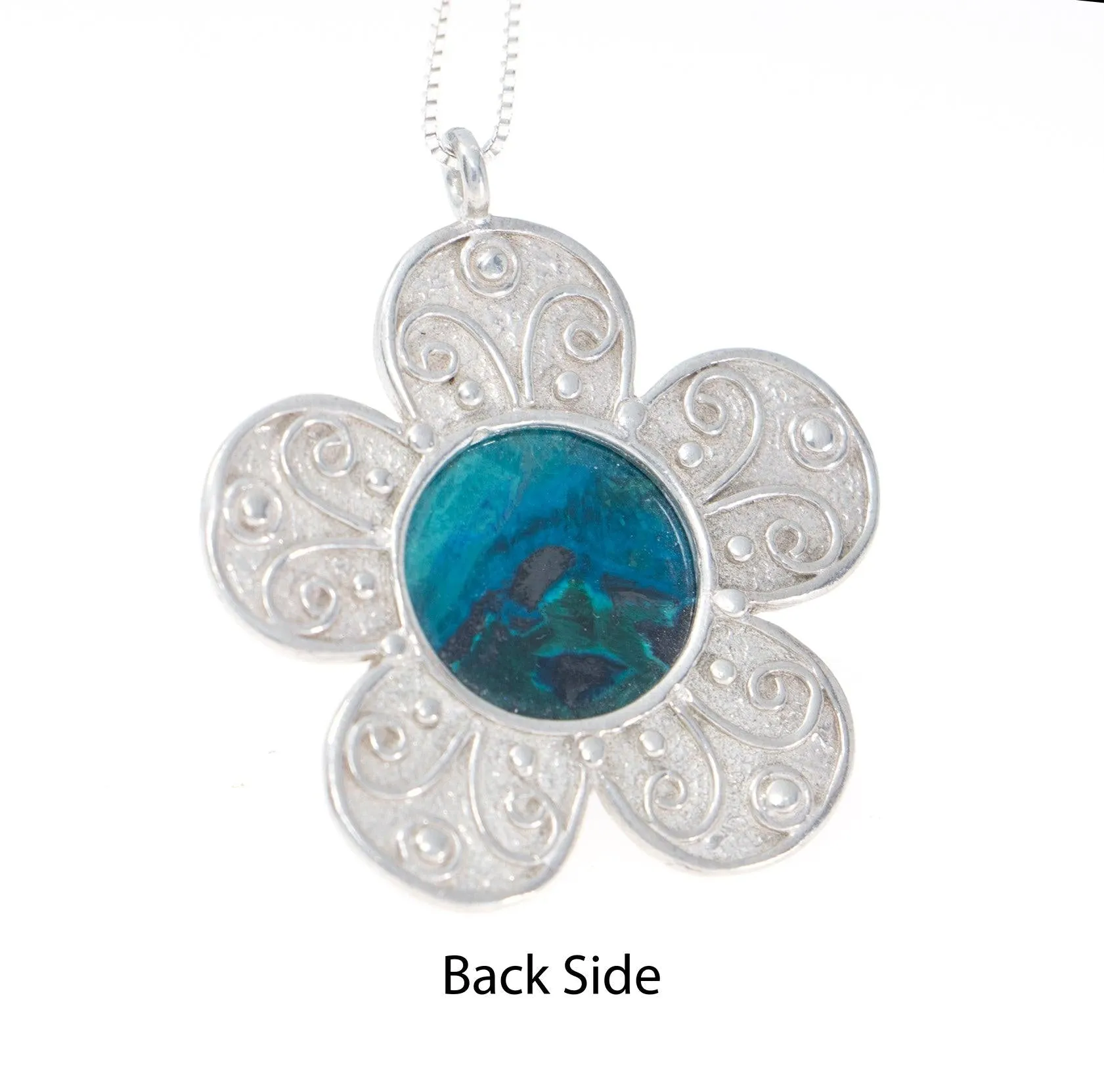 Eilat Stone Pendant in 925 Sterling Silver   Necklace #9