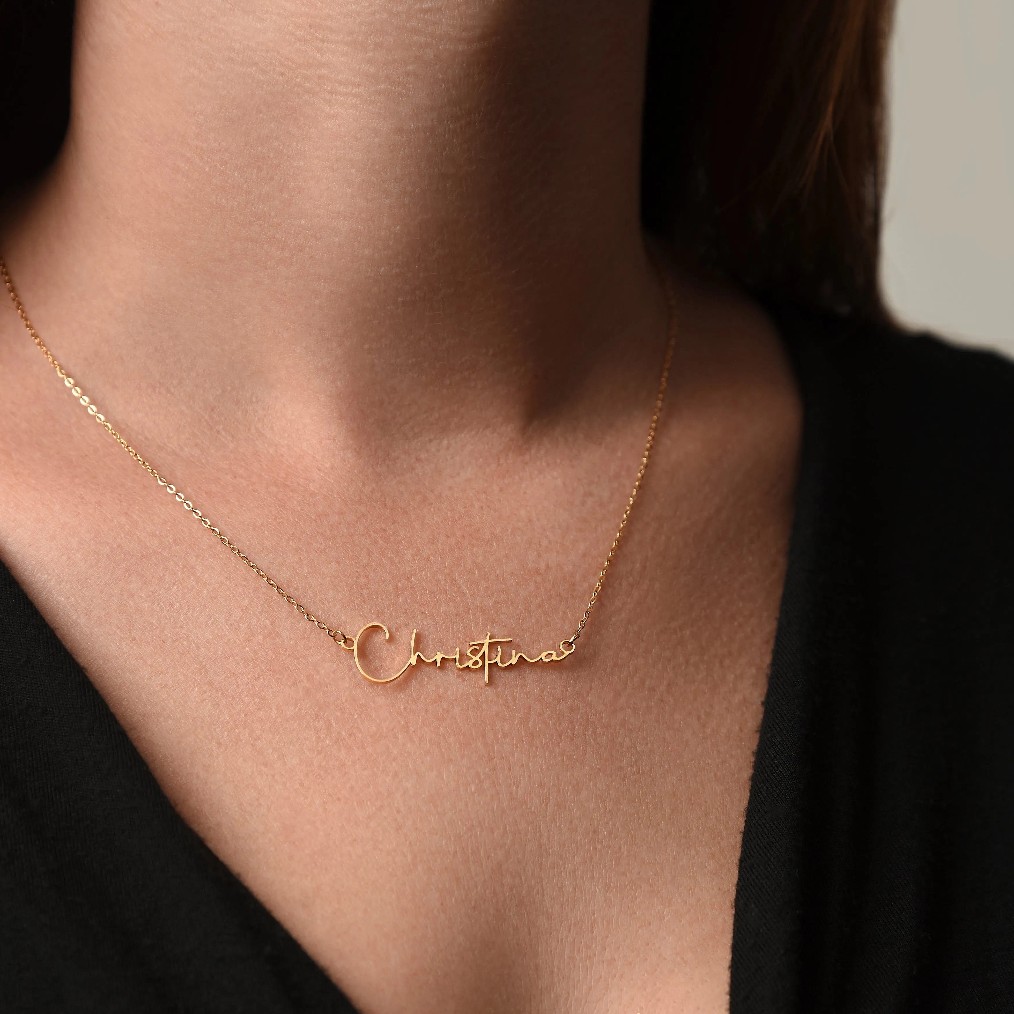 Elegant Script Custom Personalized Signature Style Name Necklace, Jewelry Gifts For Her