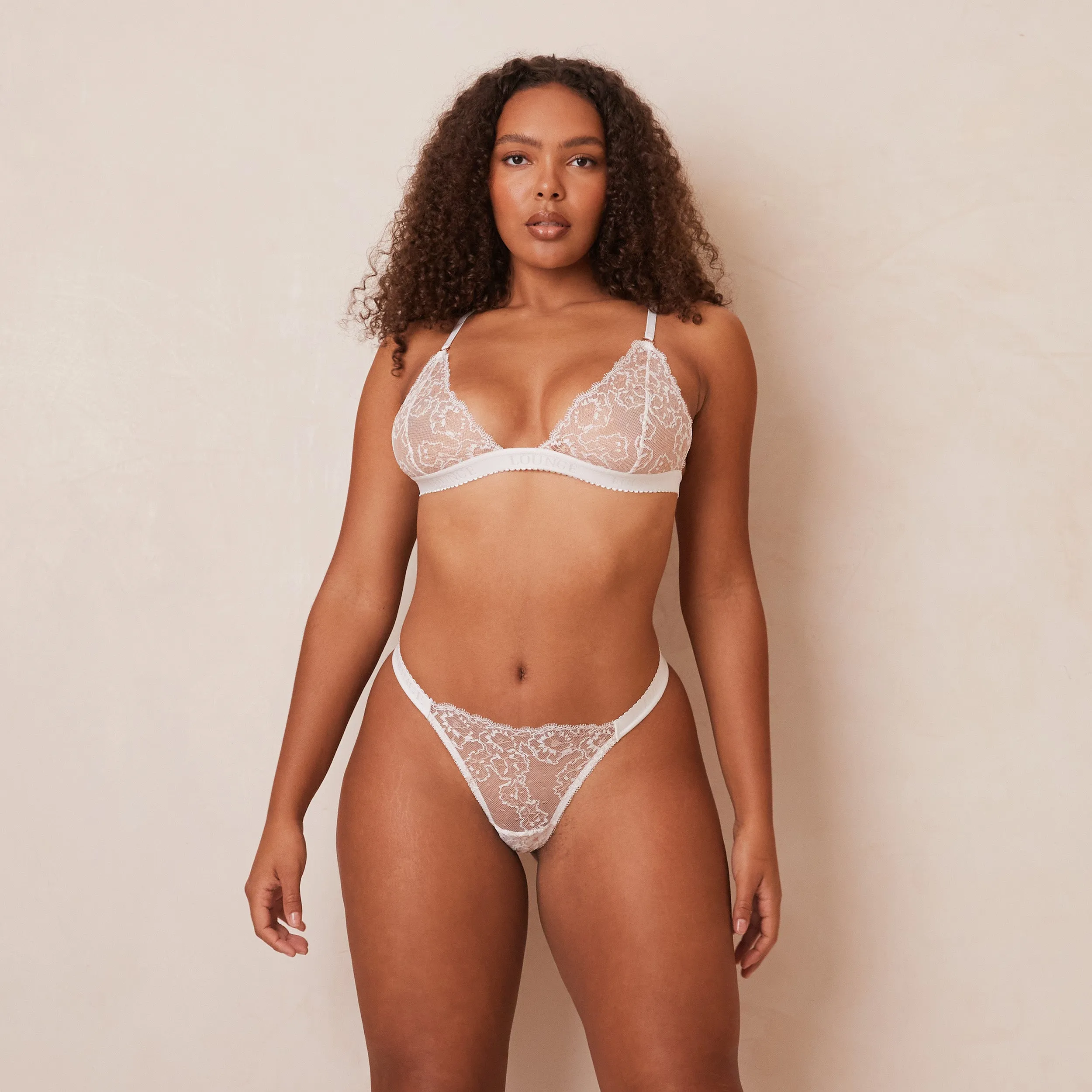 Embroidered Triangle Bra  - White