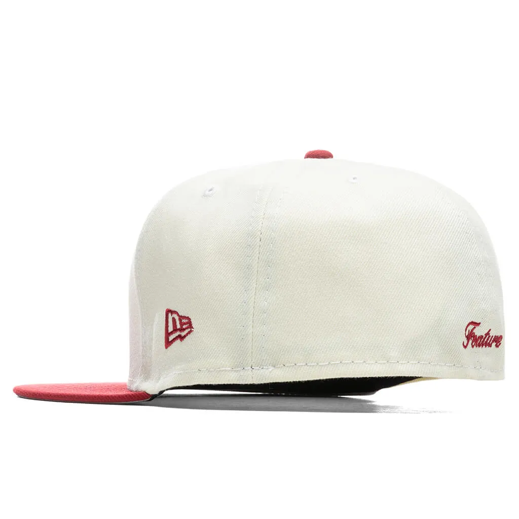 Feature x New Era OE Fitted Cap - Off-White/Pinot Red