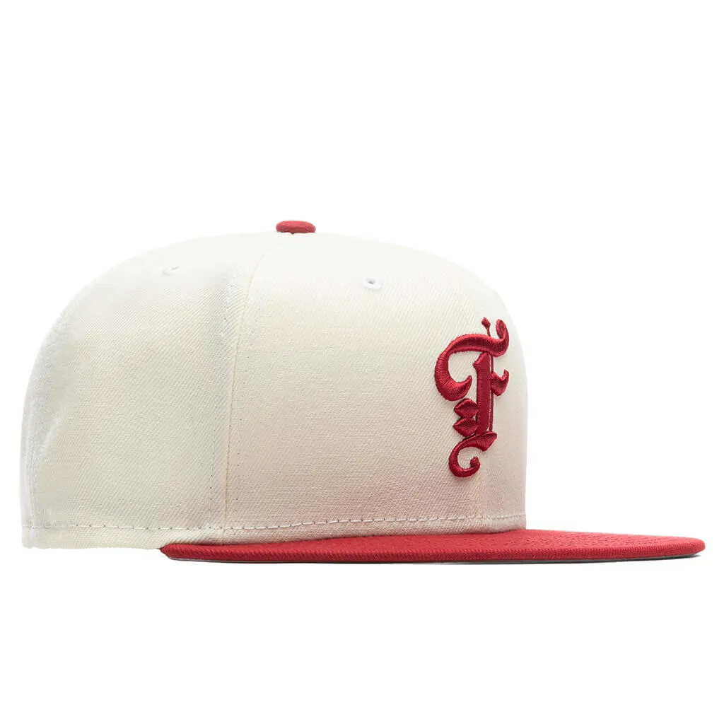 Feature x New Era OE Fitted Cap - Off-White/Pinot Red