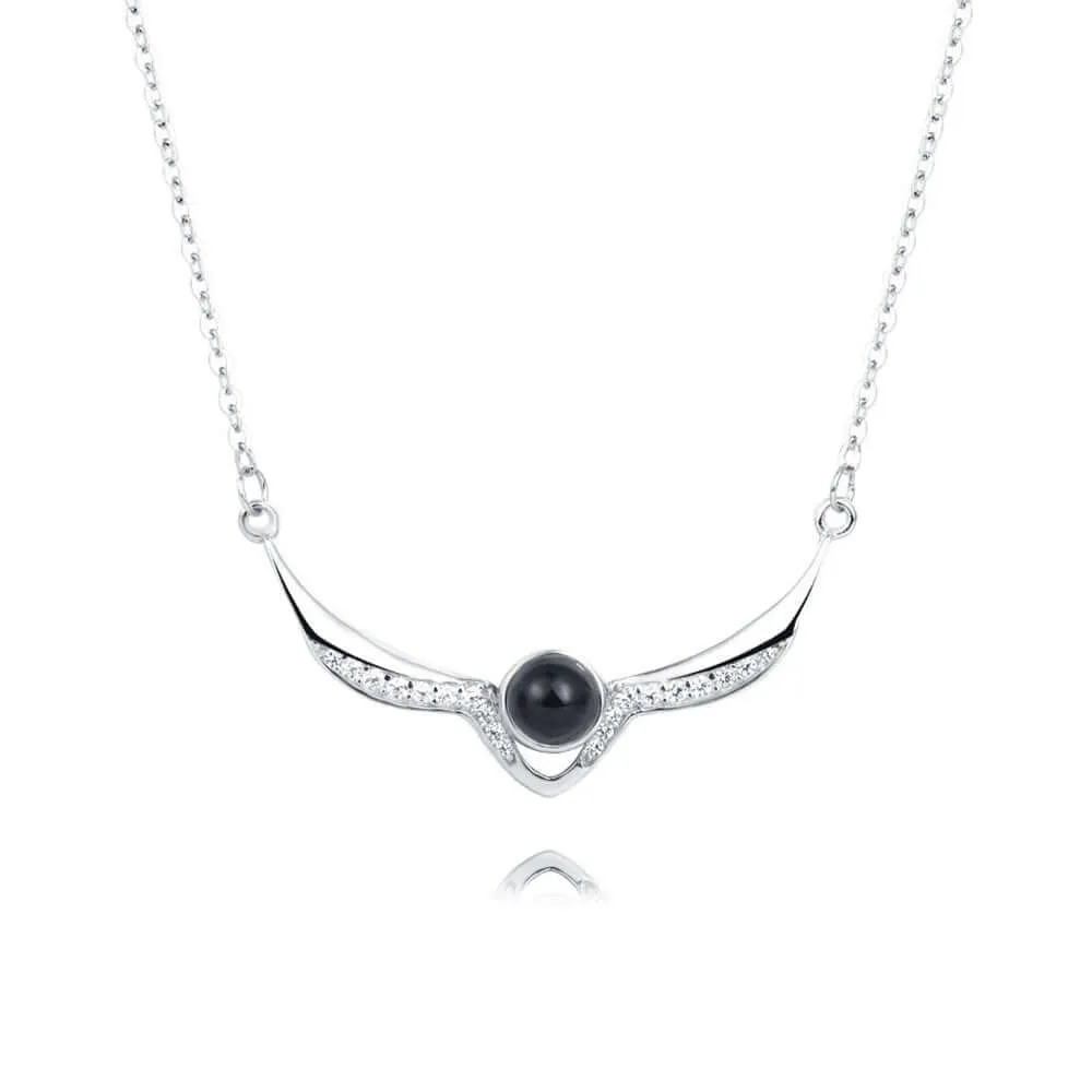 Female Angel Wings Diamond Projection Necklace