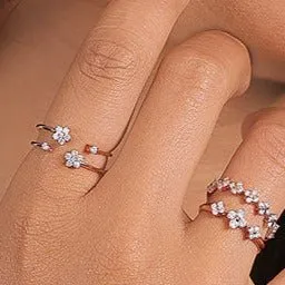 Floating Diamond Flower Wrap Ring