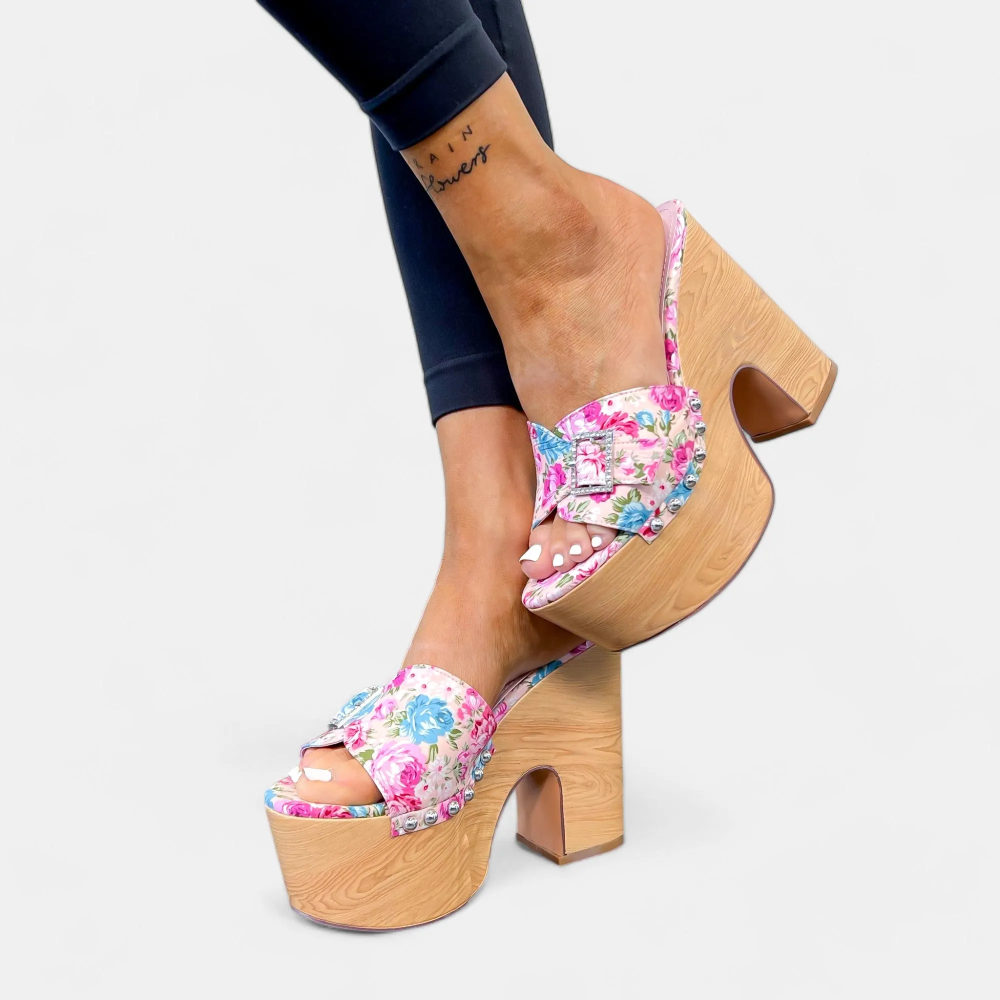 Floral Bloom Platform Heels