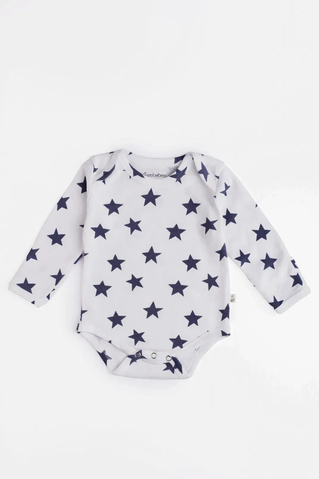 Full sleeve White & blue graphic bodysuit for baby