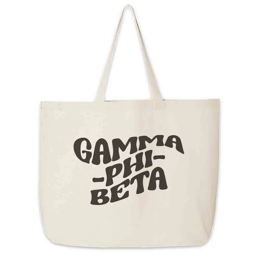 Gamma Phi Beta Large Canvas Sorority Tote Bag with Simple Mod Design