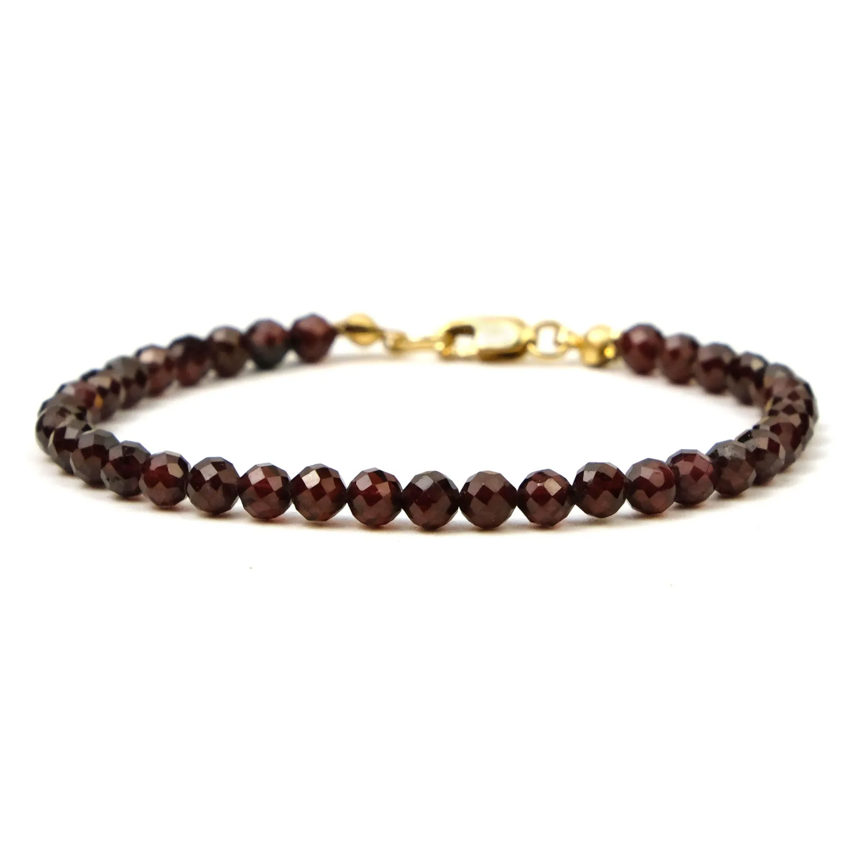 Garnet Faceted 4mm Round Bracelet with Gold Filled Lobster Claw Clasp