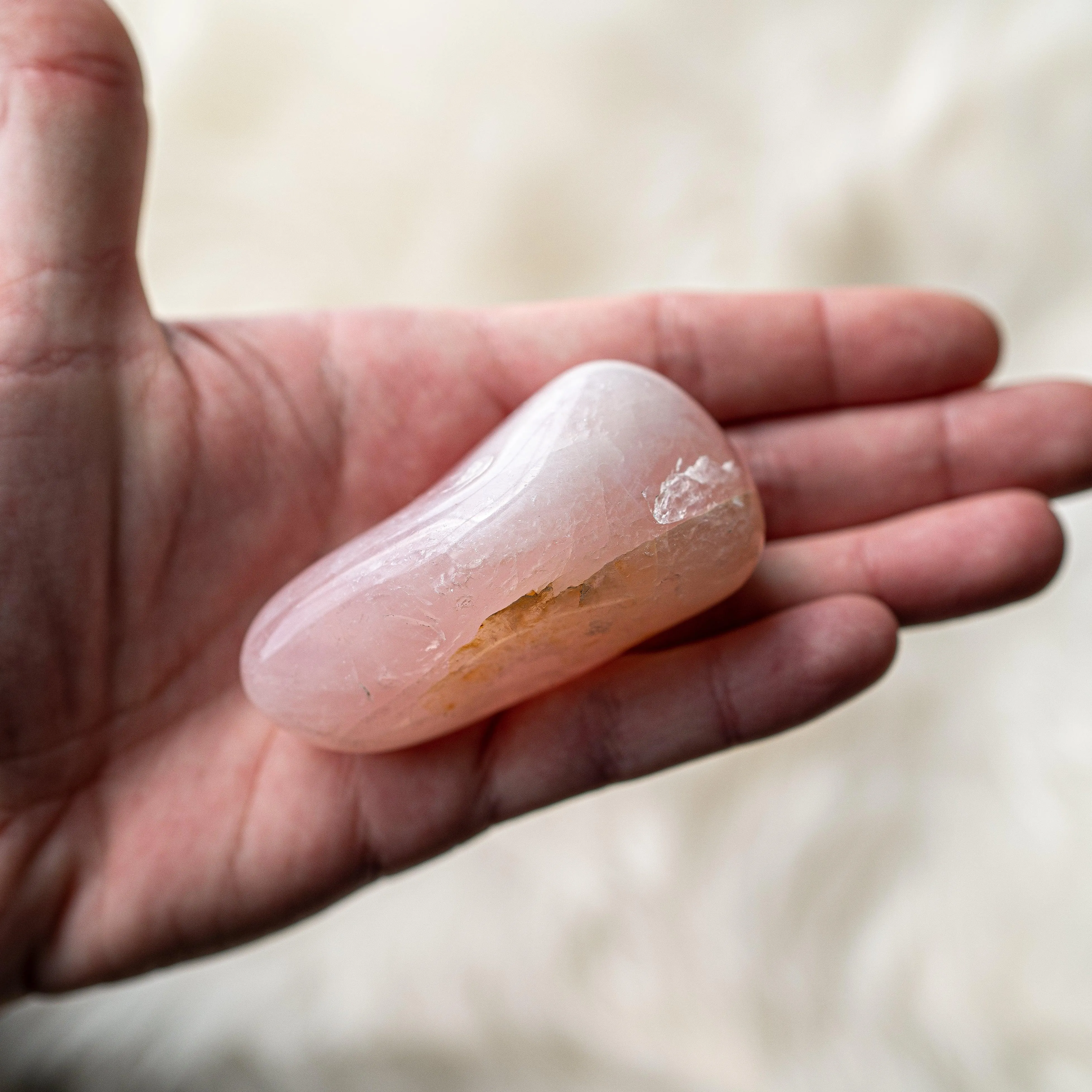 Gentle Pink Rose Quartz B Grade from Brazil~ Large Hand Held Palm Stone