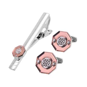 Geometric Diamond Cufflinks Tie Clip