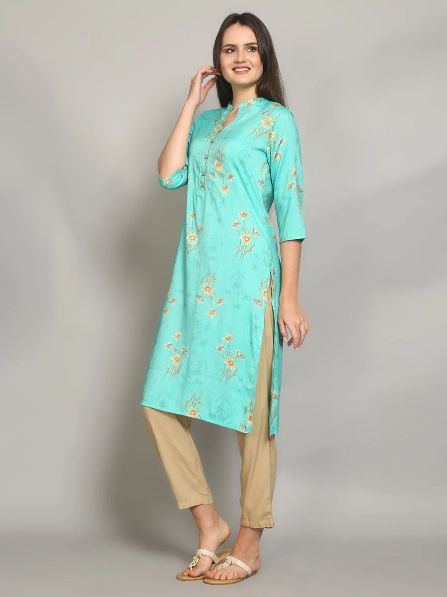 Gracious Blue Floral Printed Kurta