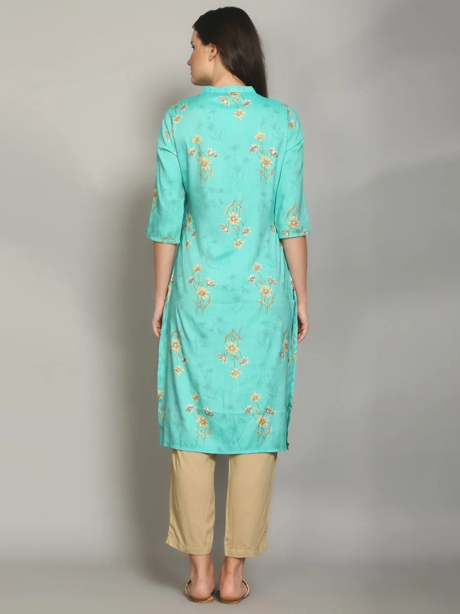 Gracious Blue Floral Printed Kurta