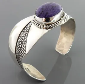 Handmade Sterling Silver Russian Charoite Cuff Bracelet