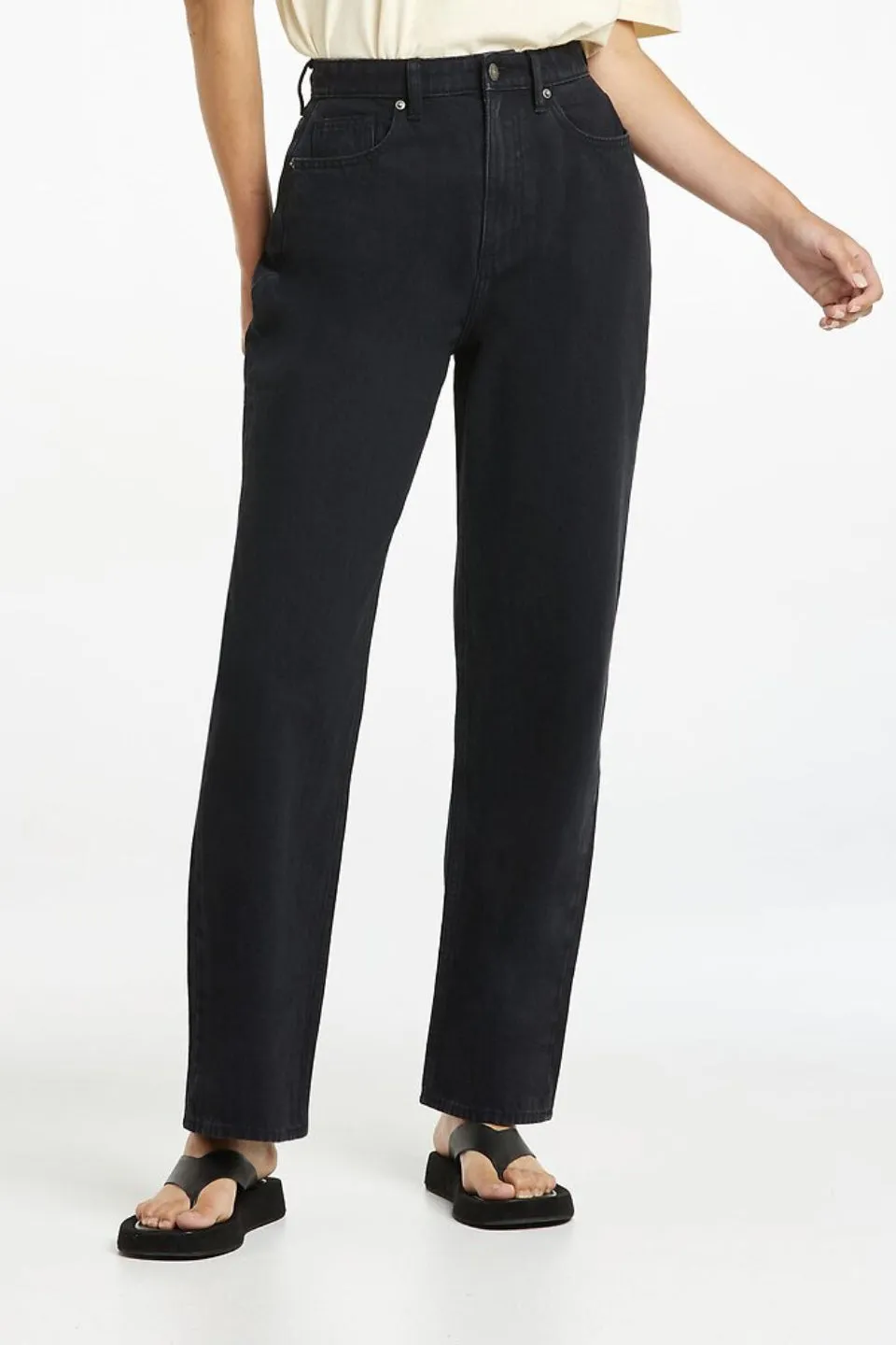 High Baggy Front Pleat Champion Black Denim Jean