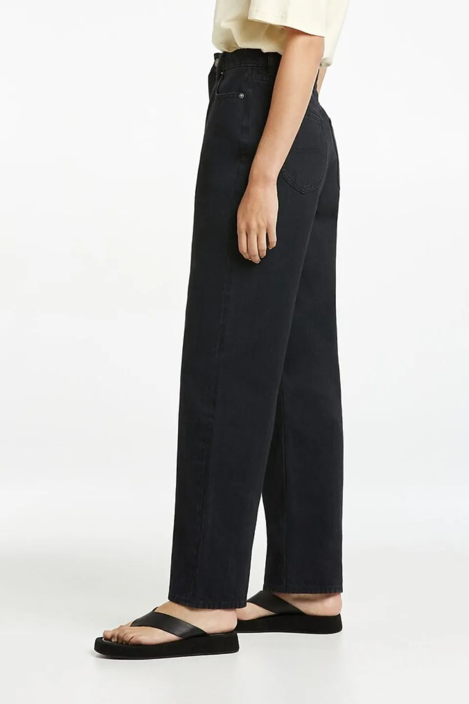 High Baggy Front Pleat Champion Black Denim Jean