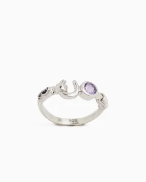 Hook Ring with Stone - Amethyst