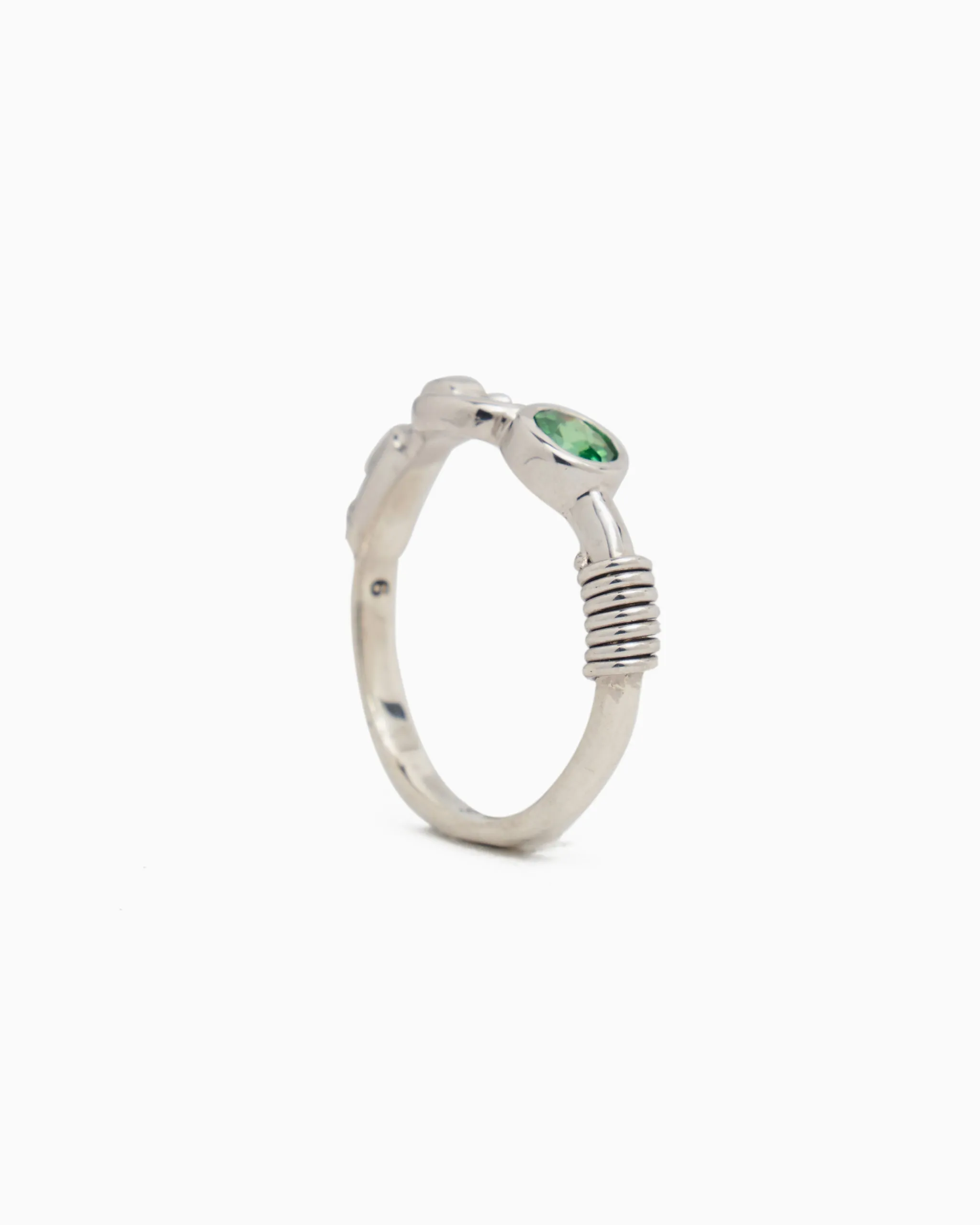 Hook Ring with Stone - Green Zircon