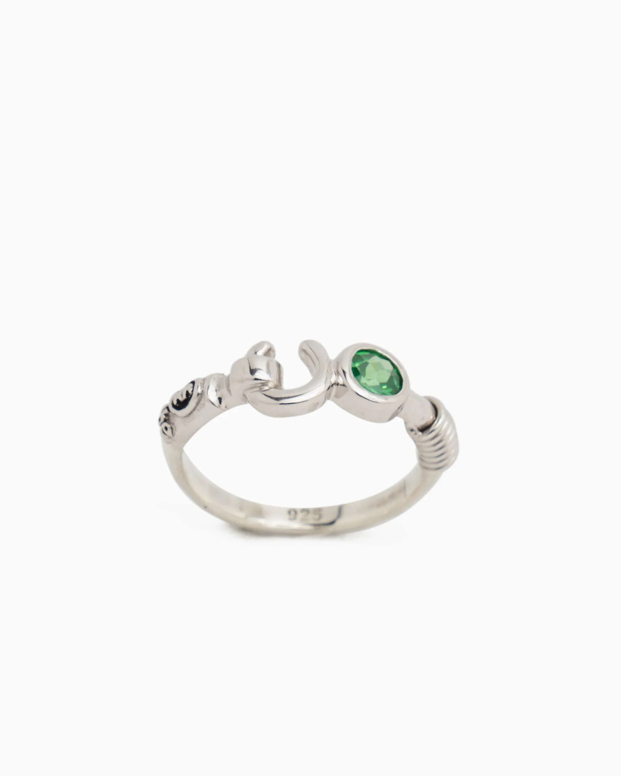 Hook Ring with Stone - Green Zircon