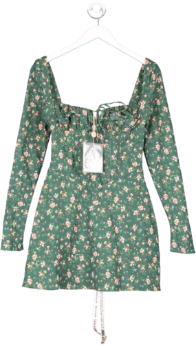 House of CB Green Malika Floral Print Dress UK M