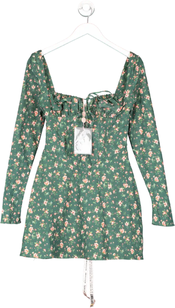 House of CB Green Malika Floral Print Dress UK M