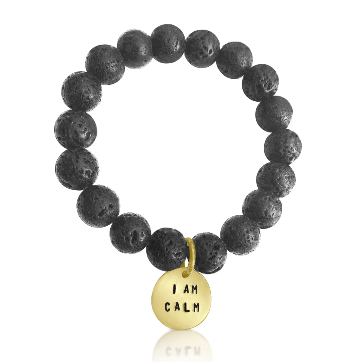 I am Calm Affirmation Bracelet with Lava Stone