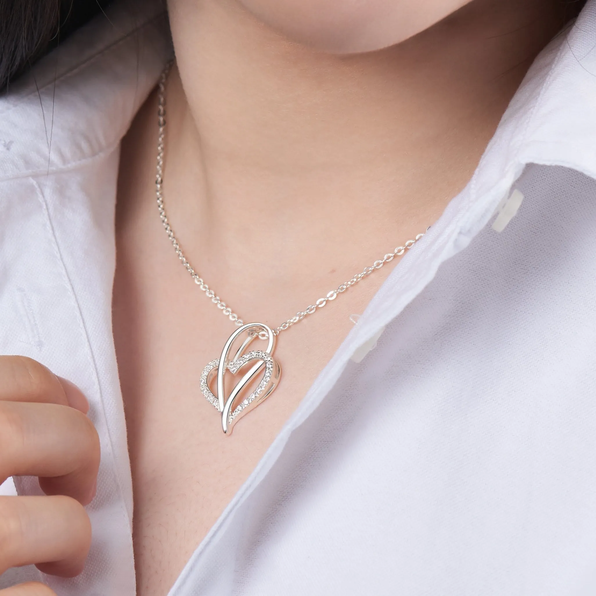 Infinite Love Knot Heart Silver Pendant