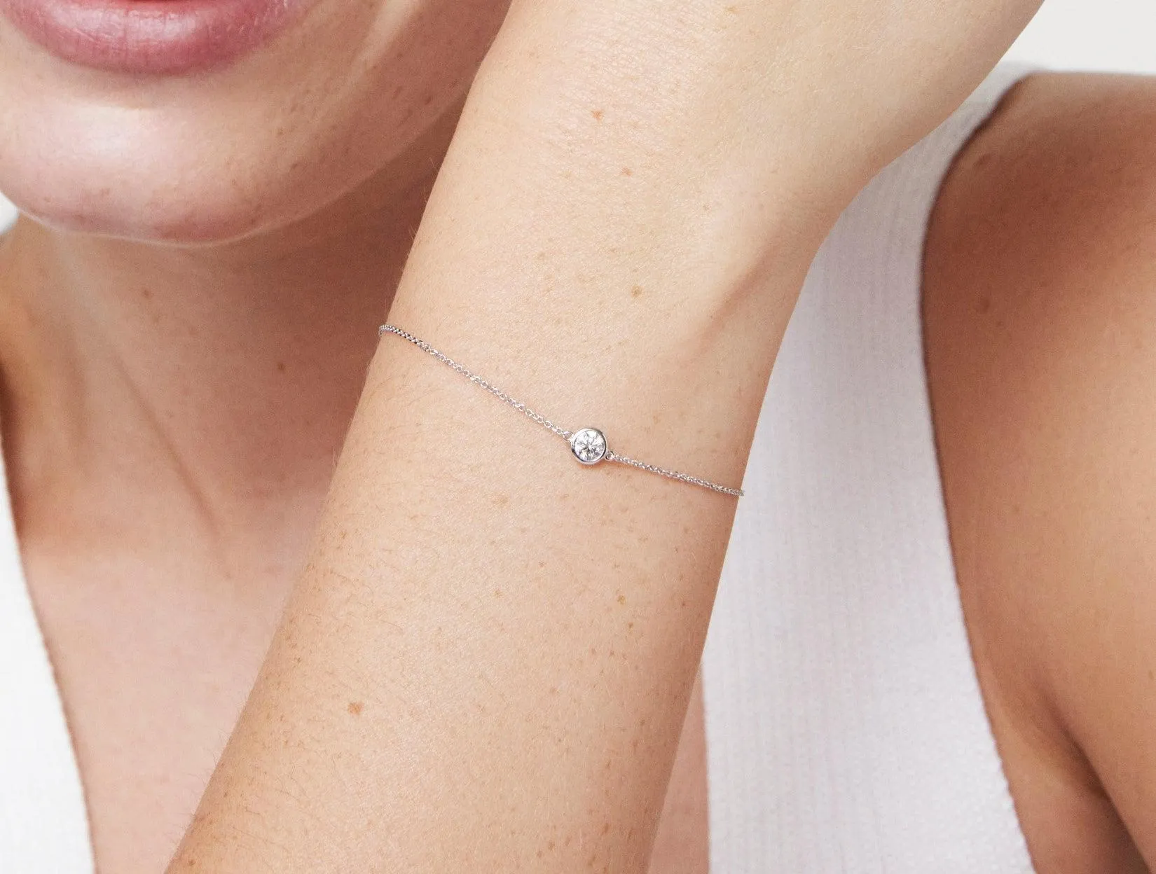 Lab-Grown Diamond ct. Round Brilliant Bezel Bracelet | White