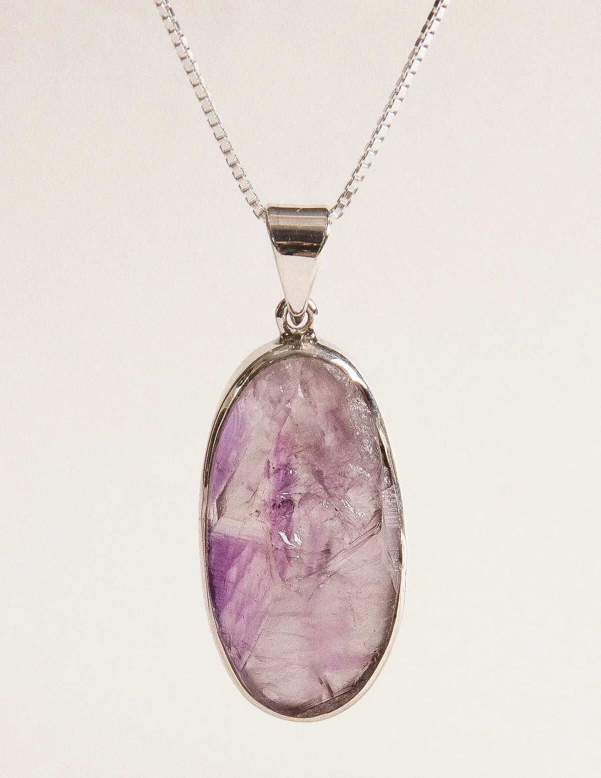 Large Raw Amethyst Gemstone Pendant - 24 Inch Silver Chain