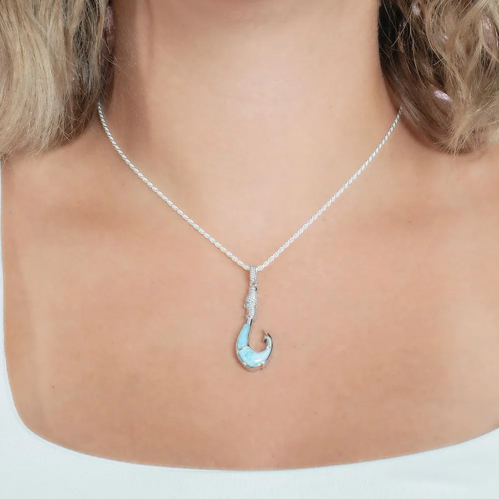 Larimar Kane Fishhook Pendant