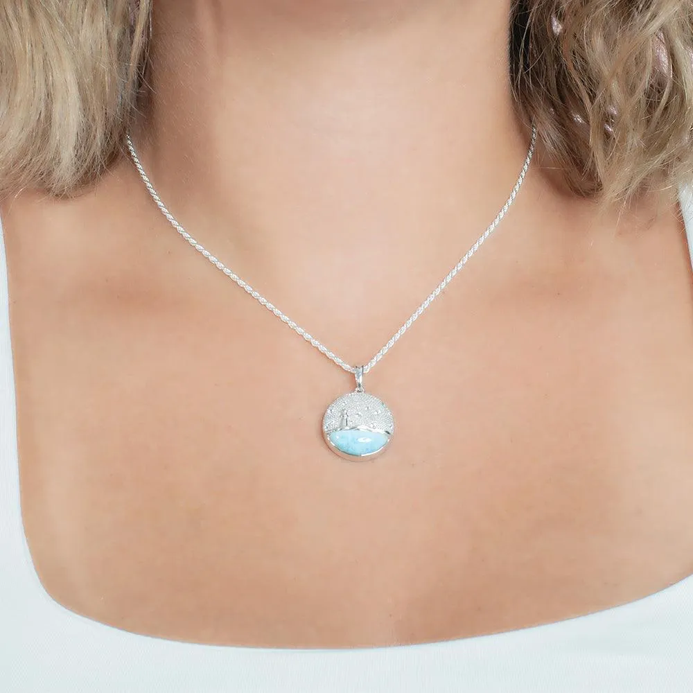 Larimar Lighthouse Medallion Pendant