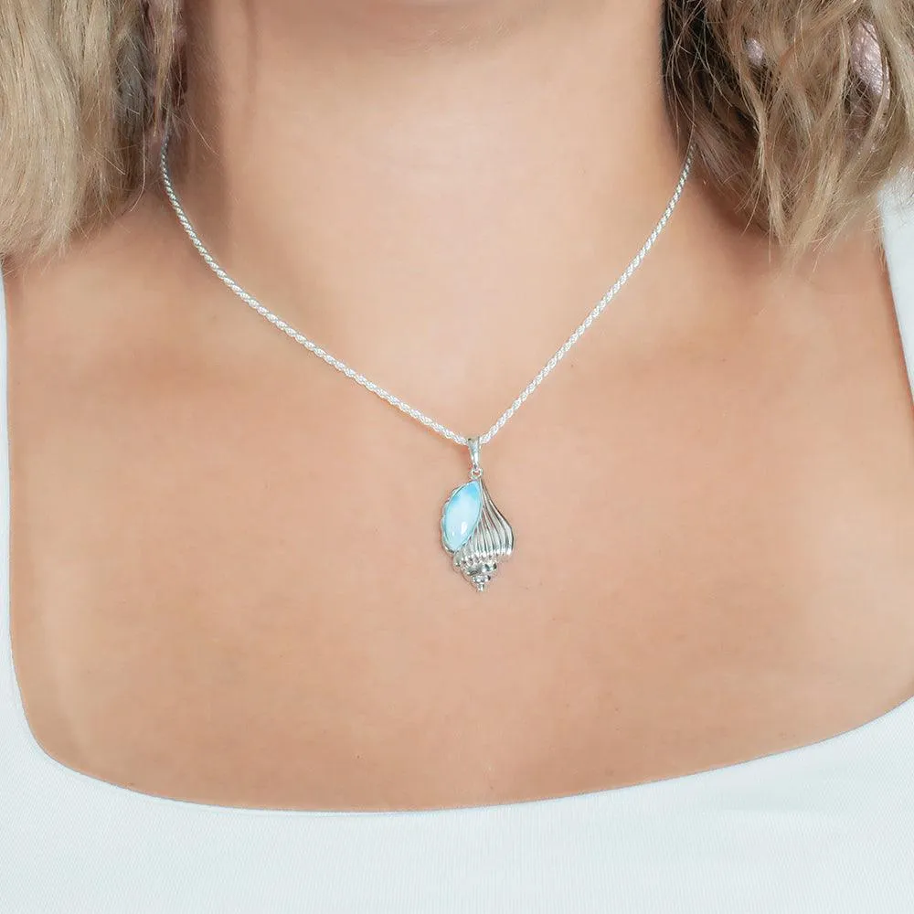 Larimar Whispering Shell Pendant