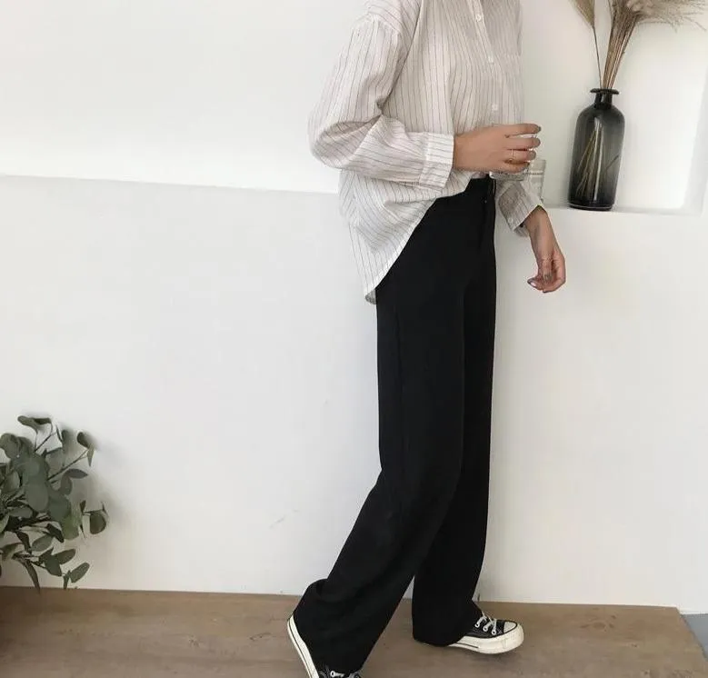 Loose High Waist Casual Long Pockets Pants