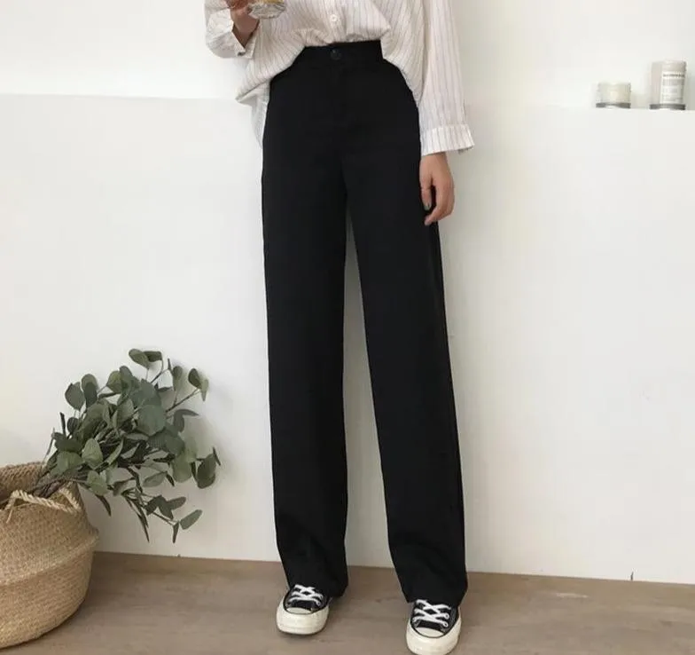 Loose High Waist Casual Long Pockets Pants