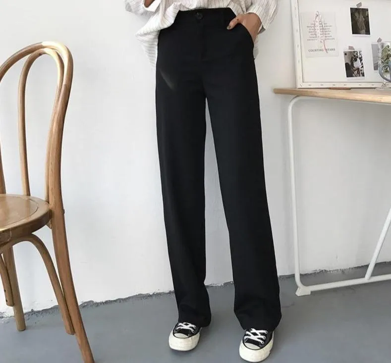 Loose High Waist Casual Long Pockets Pants