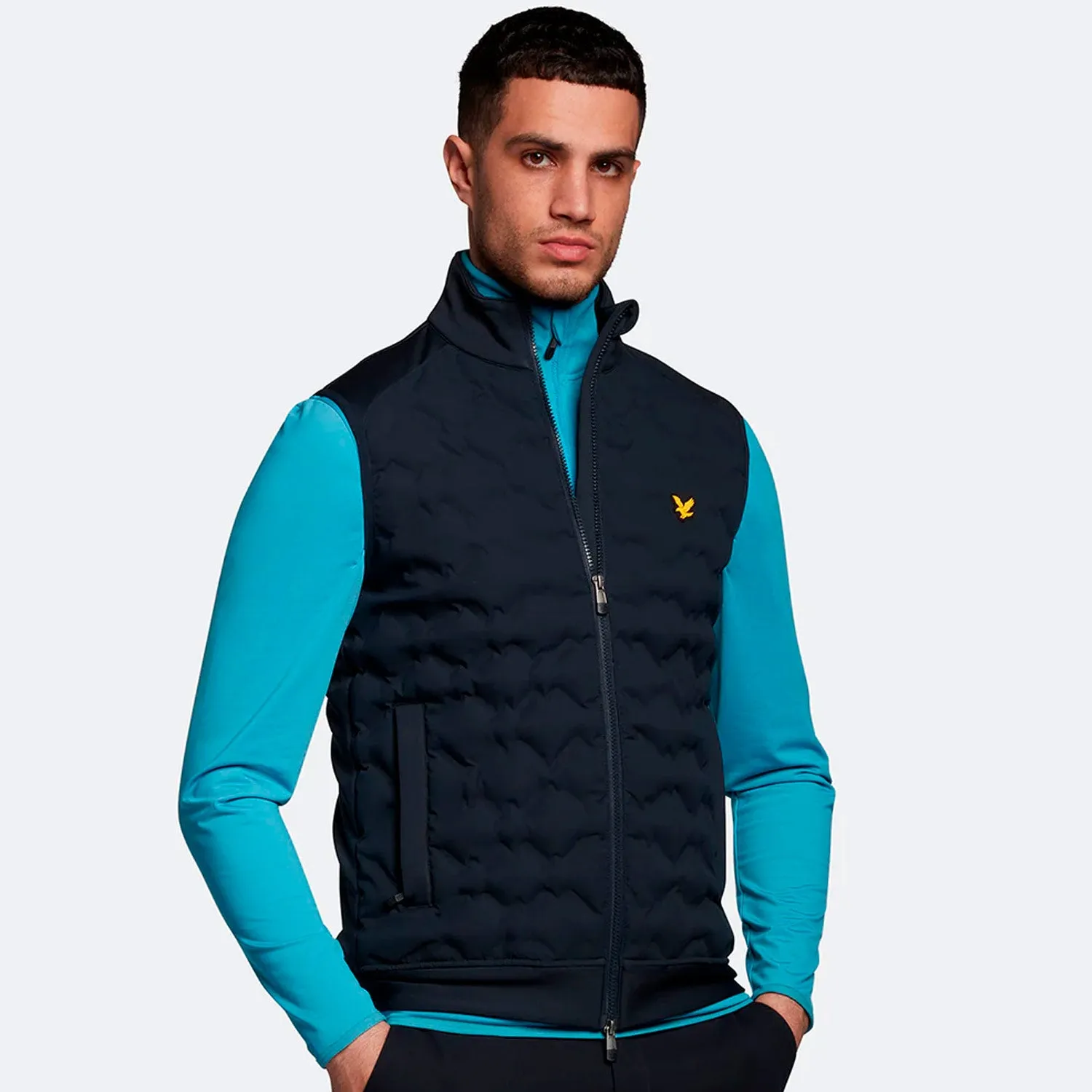 Lyle & Scott Check Quilt Back Fleece Gilet - Navy