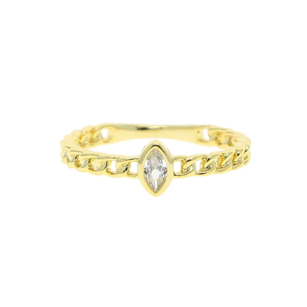 Marquise Cubic Zirconia Chain Band Stacking Ring