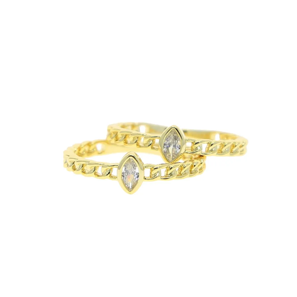 Marquise Cubic Zirconia Chain Band Stacking Ring