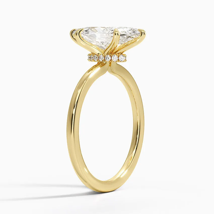 Marquise Secret Halo Diamond Engagement Ring [Setting Only] - EC105M