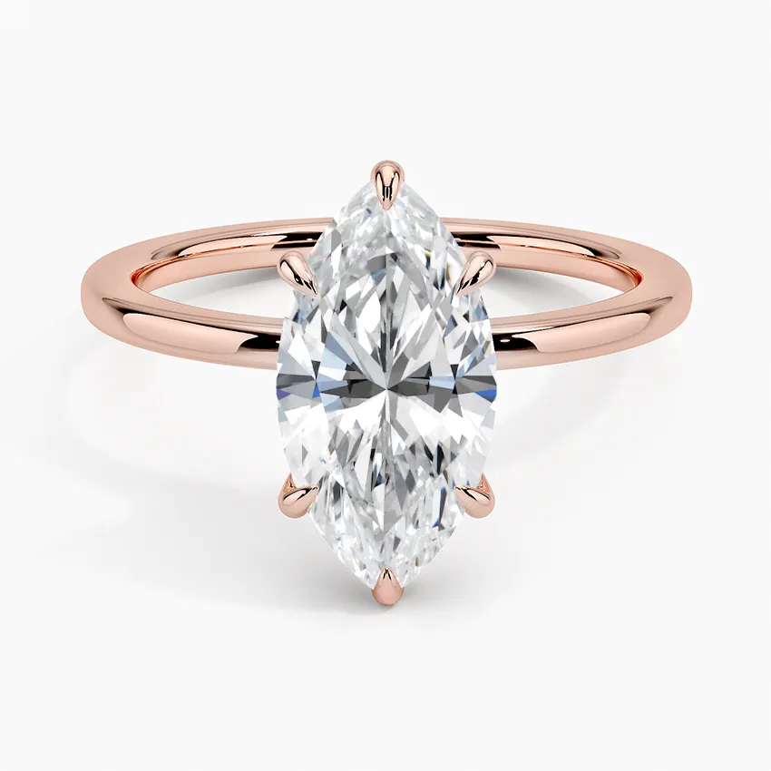 Marquise Secret Halo Diamond Engagement Ring [Setting Only] - EC105M