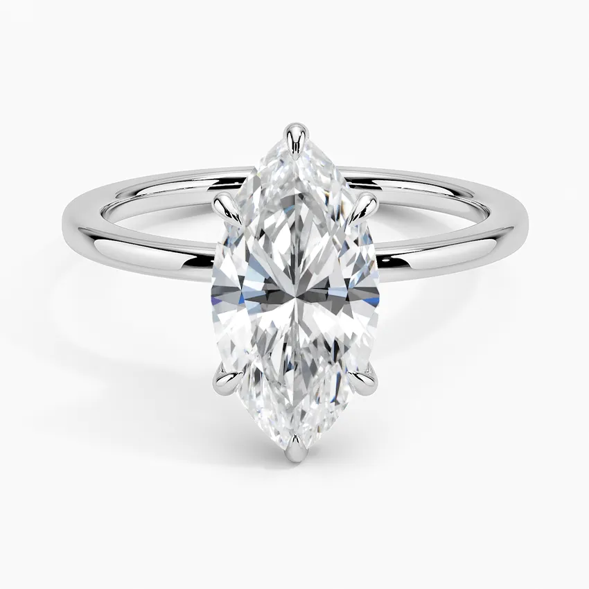 Marquise Secret Halo Diamond Engagement Ring [Setting Only] - EC105M