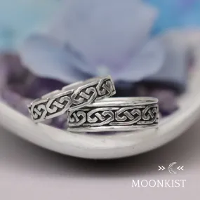 Matching Narrow and Wide Celtic Wedding Band Set  | Moonkist Designs